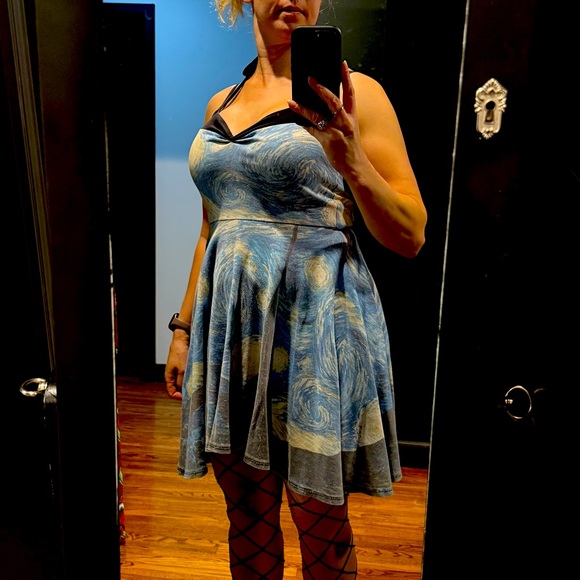 Smarmy Van Gogh starry nightt halter dress medium - Picture 1 of 7